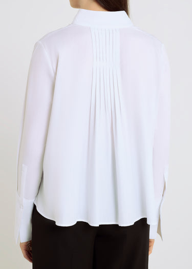 Blouse femme blanche haut de gamme coton col mao oversize féminine – Francoise
