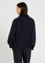 Sweat femme bleu marine oversize court évasé poignets bord-côte – Franklin
