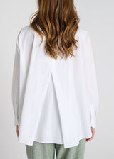Vue arrière chemise Frésia blanc optique plis dos fluides popeline coton élasthanne
