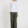 Chemise blanche femme chic col officier en coton twill – Chemise Gabrielle blanc optique
