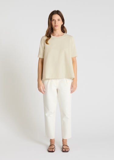 Pull oversize femme molleton beige manches courtes coupe évasée fluide confortable Girasol
