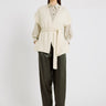 Gilet blanc cassé femme baby alpaga volume kimono ceinture côtes – Gilet Honoré off white
