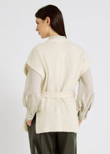 Gilet blanc chic femme kimono alpaga – coupe ample, blouse femme fluide chic, veste sans manche, Honoré
