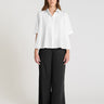 Chemise blanche femme voile de coton manches courtes col chemise rayures coupe ample fluide Hortensia