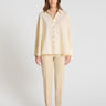 Chemise rayée femme Iberis jaune coton col amovible boutonné coupe évasée fluide
