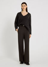 Pull gris anthracite femme baby alpaga col V oversize – Pull Jacques anthracite
