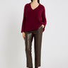 Pull rouge femme baby alpaga col V oversize – Pull Jacques rouge brun
