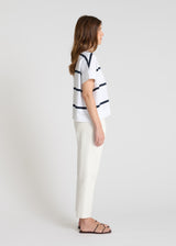 Sweat Jadish R blanc rayé porté pull rayé femme coton marinière volume boule estival
