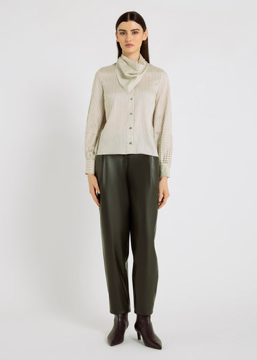 Chemise ivoire femme rayée Tencel volume boîte – Chemise Jane ivoire
