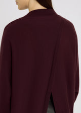 Pull femme classe bordeaux mérinos – volume loose, bord-côtes, tenue décontractée chic, John
