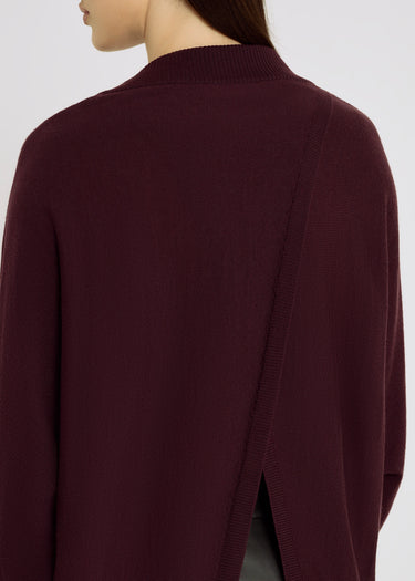 Pull femme classe bordeaux mérinos – volume loose, bord-côtes, tenue décontractée chic, John
