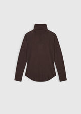 T-shirt Kenneth choco – jersey lyocell laine, col roulé, emmanchure raglan, poignets rapportés
