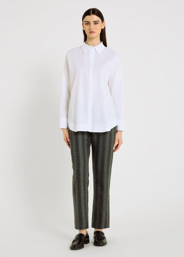 Chemise blanche femme oversize coton twill chevron – Chemise Karla blanc optique
