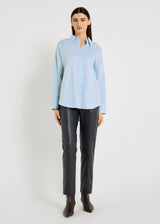 Chemise bleu ciel femme oversize coton twill chevron – Chemise Karla bleu ciel
