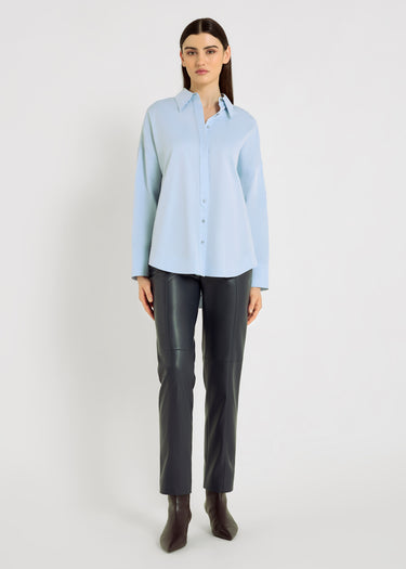 Chemise bleu ciel femme oversize coton twill chevron – Chemise Karla bleu ciel
