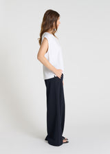 Caraco femme blanc coton lyocell fentes côtés vue de dos

