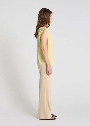 Caraco femme jaune coton lyocell fentes côtés vue de dos
