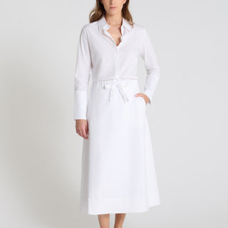 Jupe longue blanche femme Lavande molleton taille élastiquée liens logotypés poches italiennes
