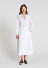 Jupe longue blanche femme Lavande molleton taille élastiquée liens logotypés poches italiennes
