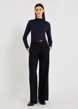 T-shirt col cheminée bleu marine femme lyocell laine – Marc bleu nuit
