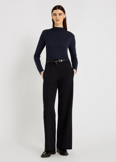 T-shirt col cheminée bleu marine femme lyocell laine – Marc bleu nuit
