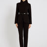 Veste noire femme blazer croisé col officier boutons corozo – Veste Mary noir
