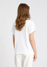 Débardeur blanc femme porté jersey coton lyocell fluide manches courtes quotidien Narcosn
