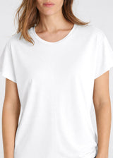 Détail découpes structurantes débardeur blanc femme jersey coton lyocell doux fluide Narcosn
