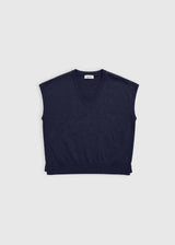 Pull manches courtes femme en laine mérinos, col V, emmanchure basse, style chic intemporel – Orfeo
