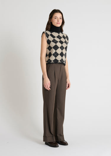 Pull sans manches jacquard Odino J - Noir