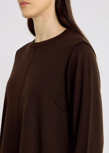 Pull Oleg marron en laine mérinos italienne – silhouette décontractée chic, pull merinos femme
