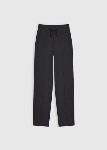 Pantalon molleton femme anthracite – Philip, ceinture bord-côte à liens, poches à l'italienne
