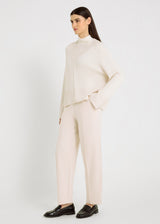 Jogging Philip beige, détail ceinture et nervures – molleton coton stretch doux et confortable
