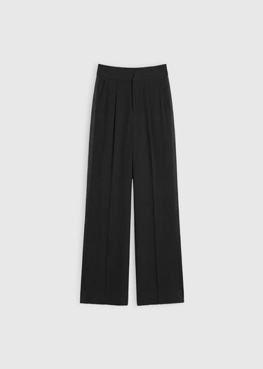 Pantalon tailleur femme noir – Raul S, crêpe fluide, poches italiennes, style smoking élégant
