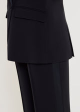 Pantalon Raul S bleu nuit crêpe fluide – silhouette droite longue, pantalon élégant femme chic
