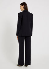 Pantalon bleu marine femme taille haute – Raul S, ensemble tailleur chic, tenue soirée élégante
