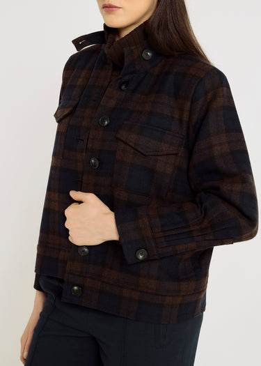 Veste Rosamund bleu nuit laine – silhouette droite courte structurée, ensemble tailleur chic femme

