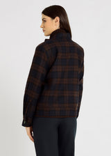 Veste bleu marine femme en laine – Rosamund, patte poignet boutonnée, tenue chic pour femme
