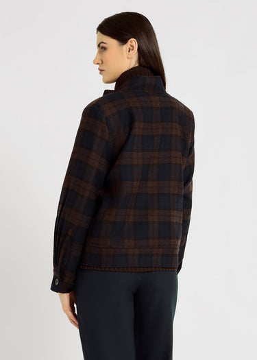 Veste bleu marine femme en laine – Rosamund, patte poignet boutonnée, tenue chic pour femme
