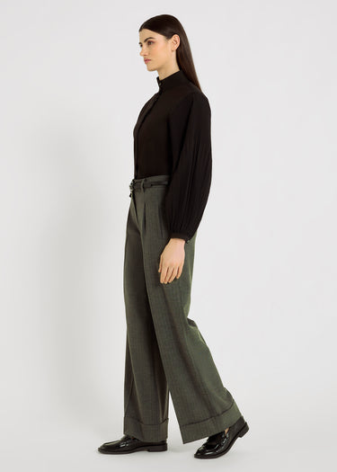 Pantalon tailleur gris anthracite femme, pli devant structuré, poches passepoilées – Samuel
