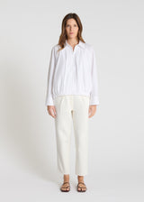 Chemise blanche femme Seneçon zippée popeline coton emmanchure raglan poignets boutonnés
