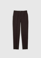Pantalon élégant femme marron chocolat, tissu tailleur souple, poches fonctionnelles – Tomas
