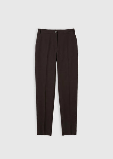 Pantalon élégant femme marron chocolat, tissu tailleur souple, poches fonctionnelles – Tomas
