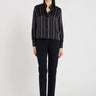 Pantalon tailleur femme bleu marine, coupe droite, taille élastique au dos – Tomas
