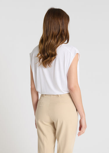 Pantalon femme élégant beige sable, tissu tailleur uni, silhouette épurée - Tomas
