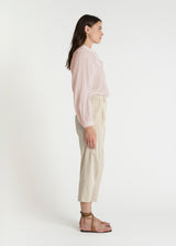 Chemise rose femme légère en coton, manches longues froncées, style chic et raffiné – Umila
