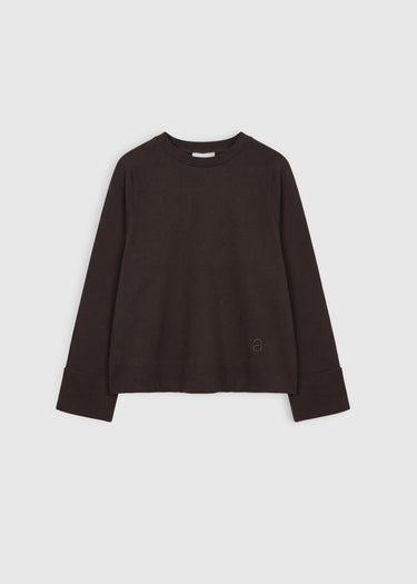 Pull oversize femme marron chocolat – molleton stretch doux, broderie logo – Wapinson
