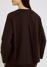 Sweat oversize marron chocolat femme – emmanchure marteau, poignets repliés – Wapinson
