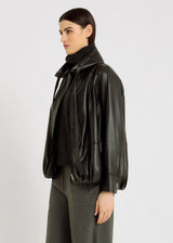 Veste noire femme mi-saison – coupe boule, poches cachées, fermeture zip – William
